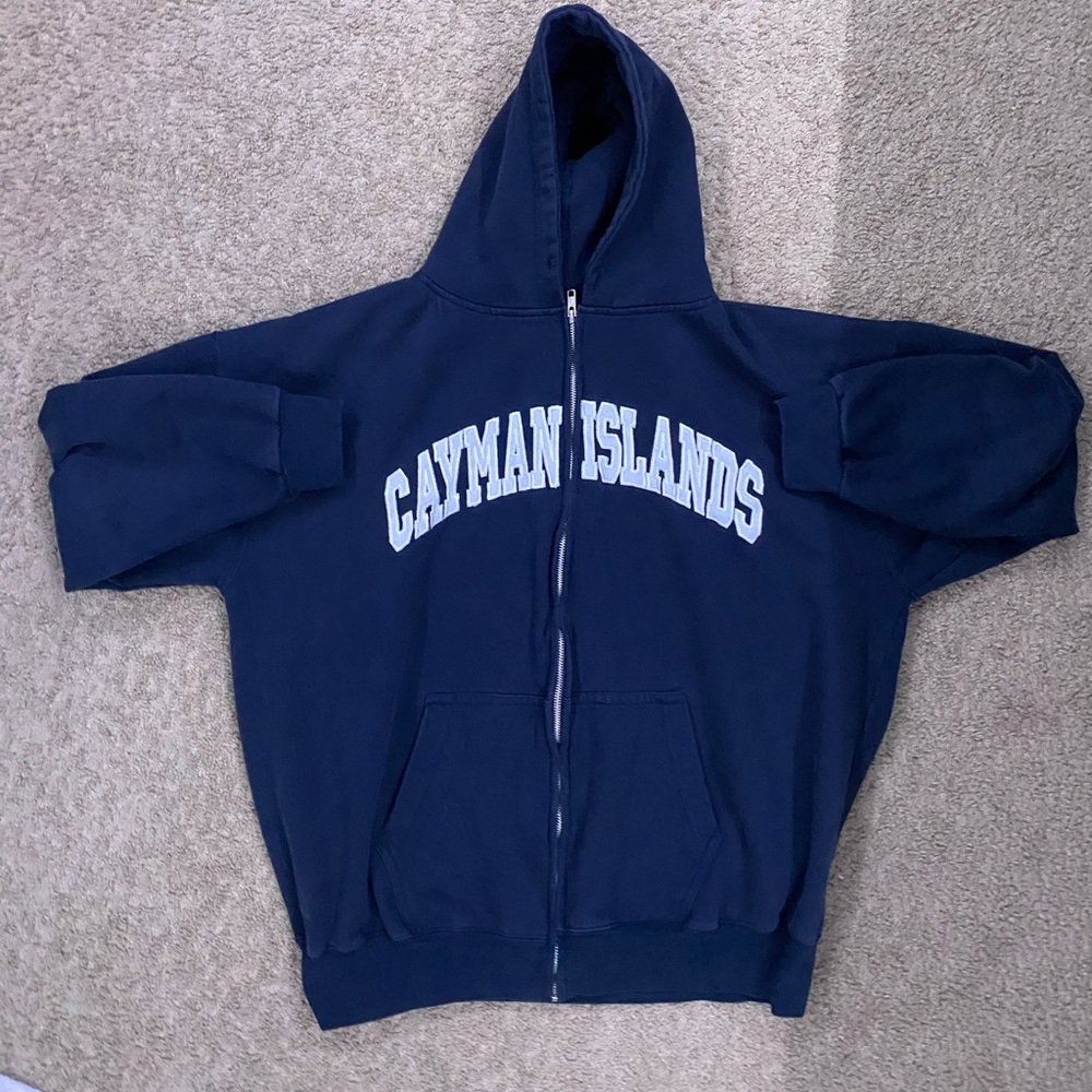 Youth 2XL Cayman Islands Navy Blue/White Zip up Jacket